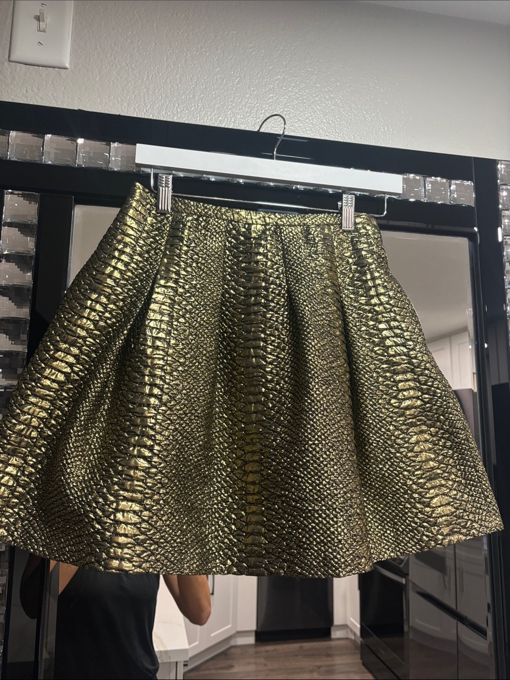 Metallic Gold Textured A-Line Skirt